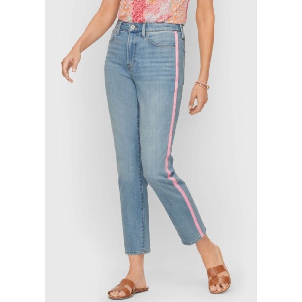 Talbots Plus Size Modern Ankle Jeans Size 20W Pink Stripe